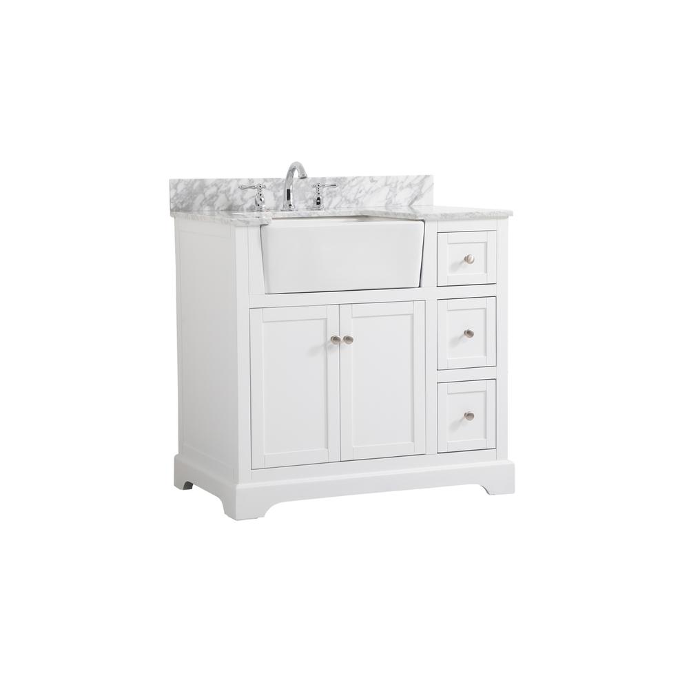 36 Inch Single Bathroom Vanity In White With Backsplash. Picture 7