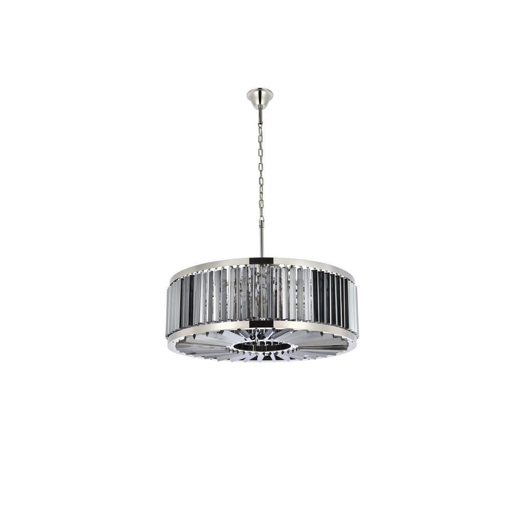 10 Light Polished Nickel Chandelier Silver Shade (Grey) Royal Cut Crystal. Picture 6