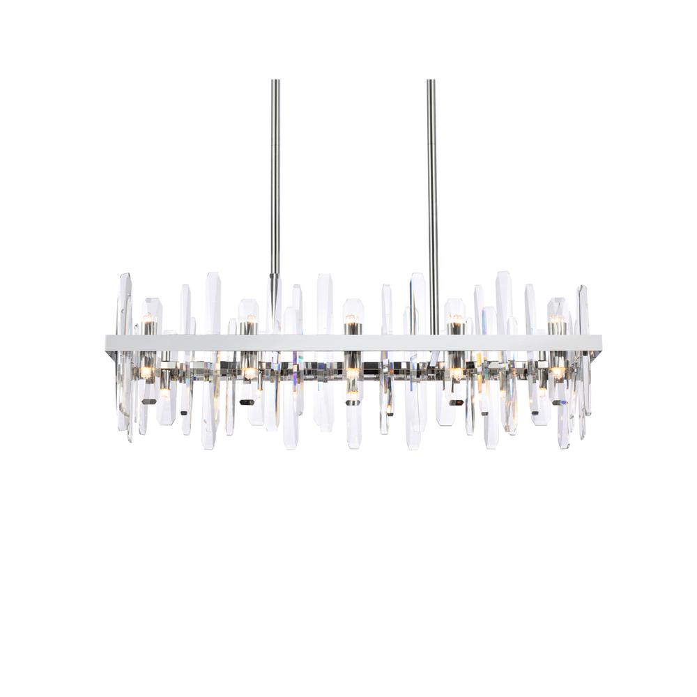 Serena 36 Inch Crystal Rectangle Chandelier In Chrome. Picture 2