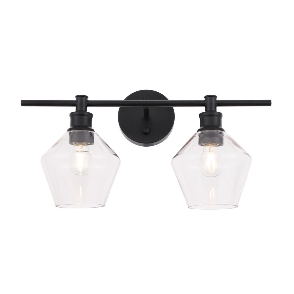 Gene 2 Light Black And Clear Glass Wall Sconce. Picture 11