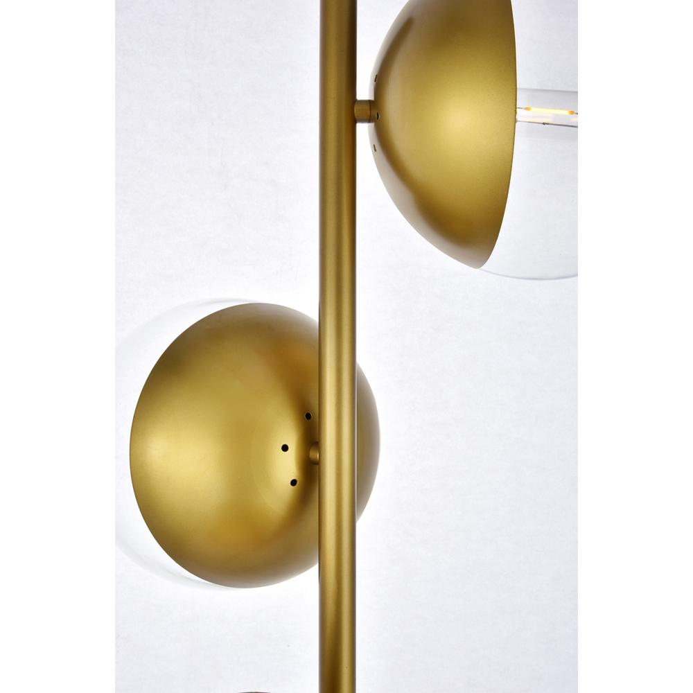 Eclipse 3 Lights Brass Floor Lamp With Clear Glass. Picture 2