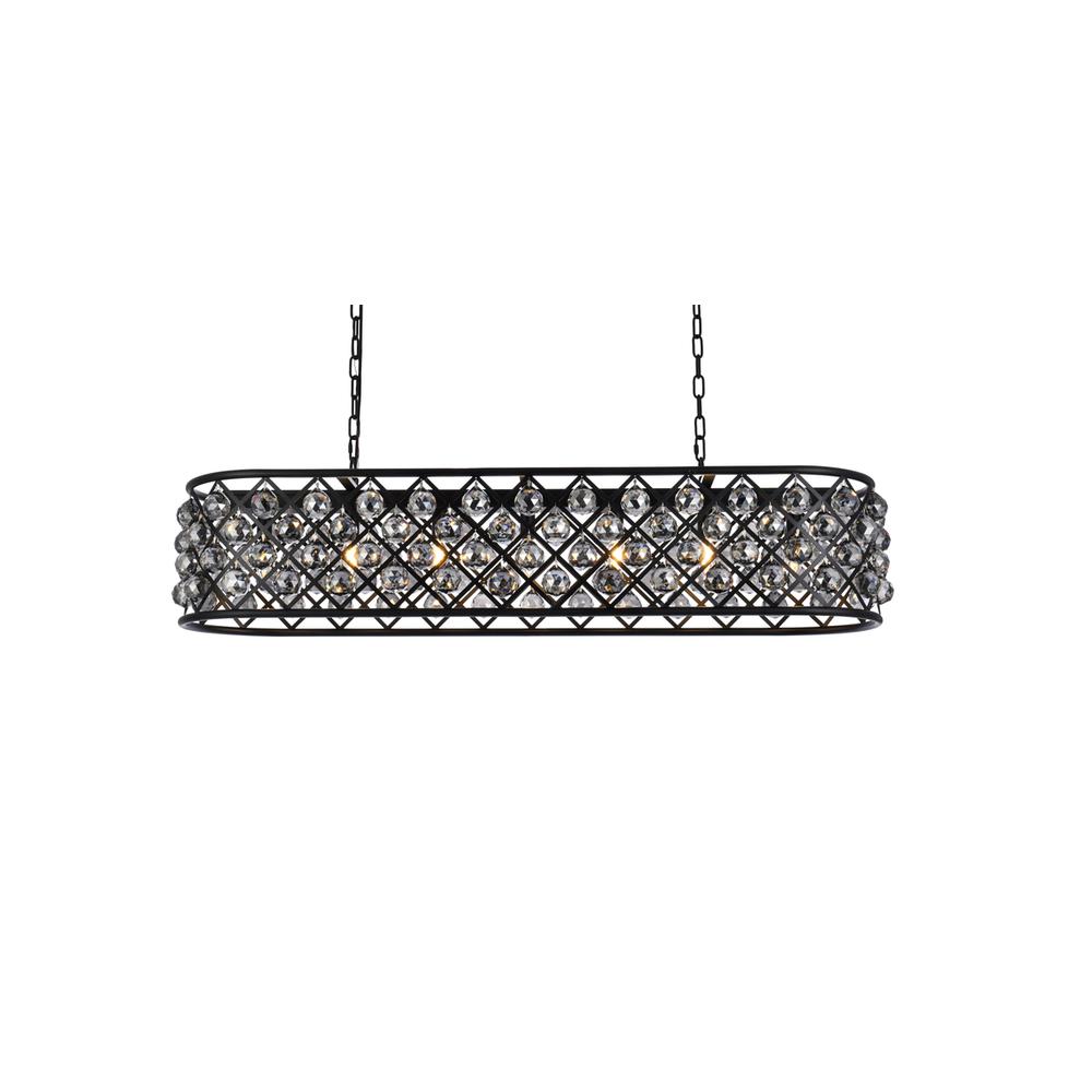 Madison 7 Light Matte Black Chandelier Silver Shade (Grey) Royal Cut Crystal. Picture 2