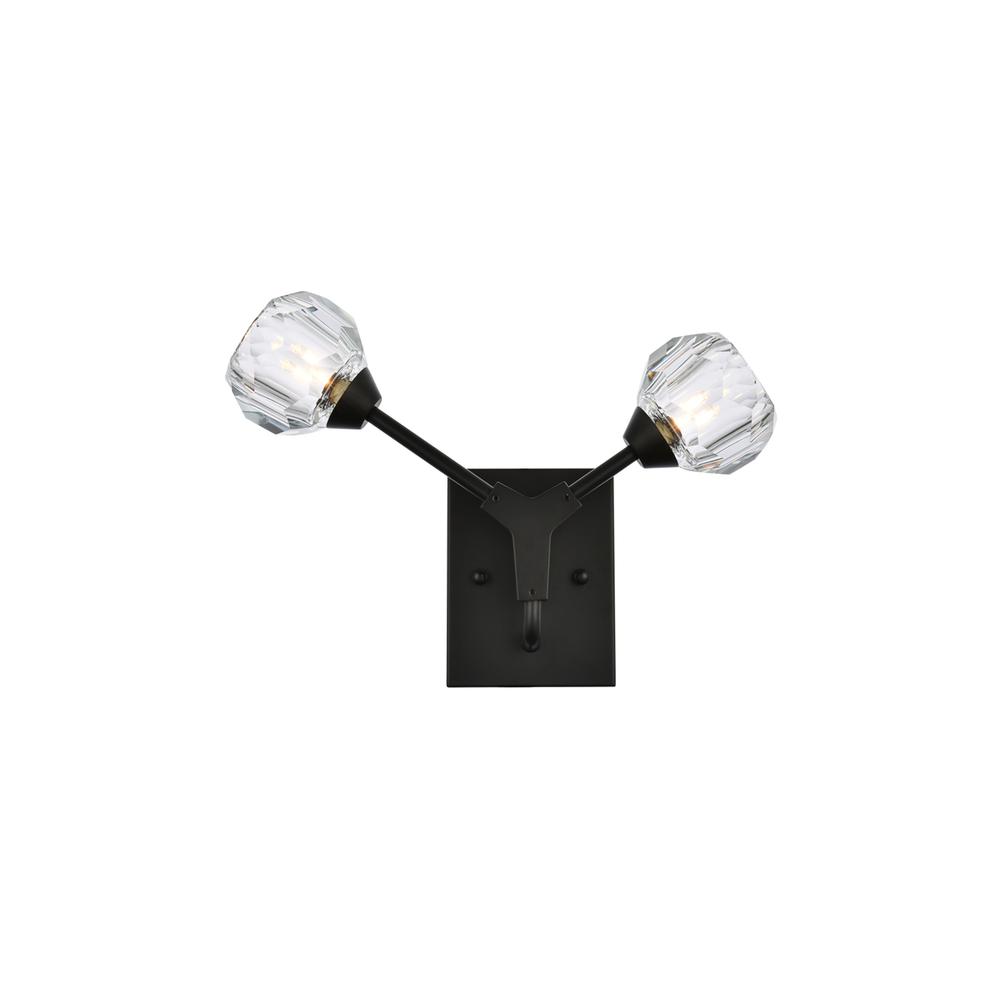 Zayne 2 Light Wall Sconce In Black. Picture 1
