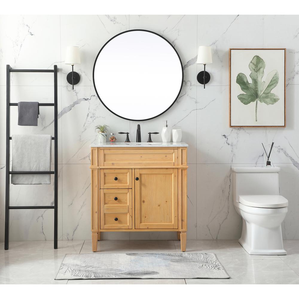 32 Inch Single Bathroom Vanity In Natural Wood. Picture 4