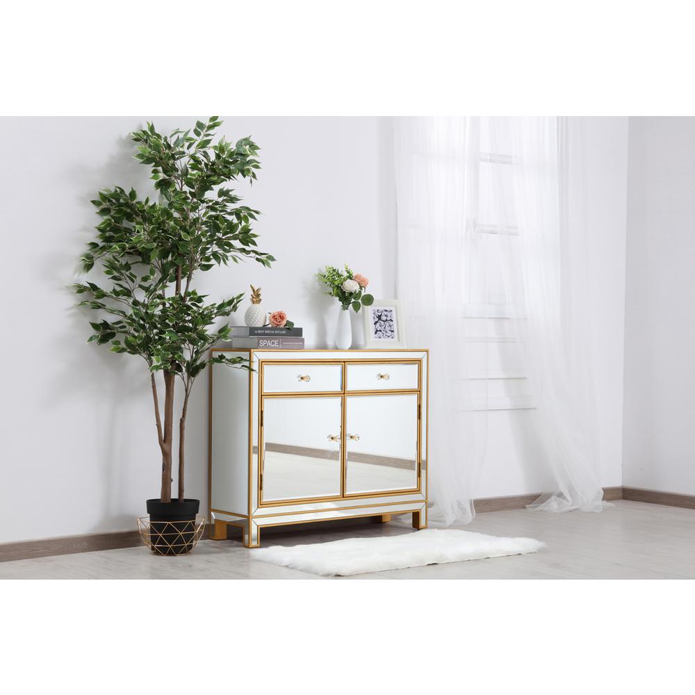 End Table 2 Drawers 2 Doors 38In. W X 12In. D X 32In. H In Gold. Picture 10