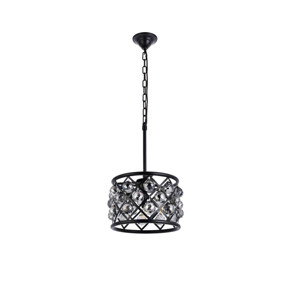 Madison 3 Light Matte Black Pendant Silver Shade (Grey) Royal Cut Crystal. Picture 6