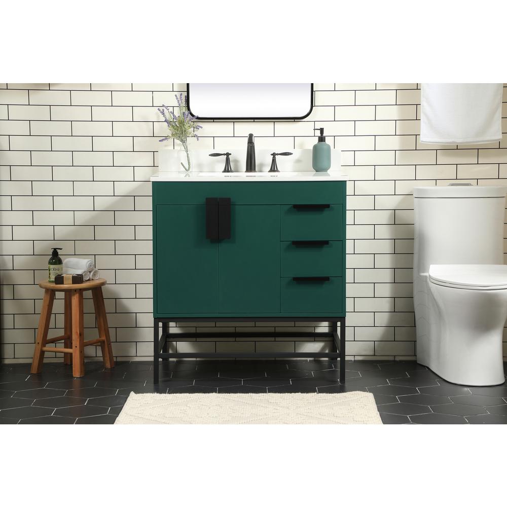 32 Inch Single Bathroom Vanity In Green With Backsplash. Picture 14