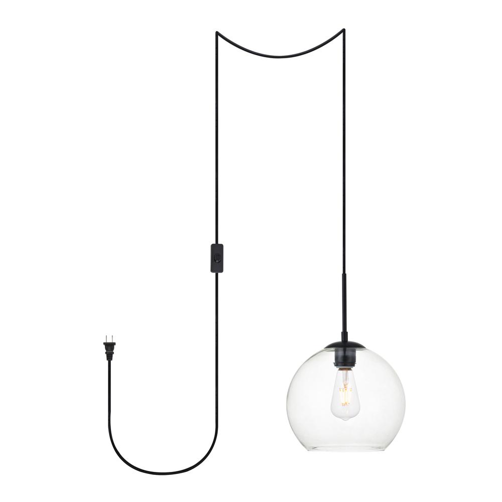 Baxter 1 Light Black Plug-In Pendant With Clear Glass. Picture 1