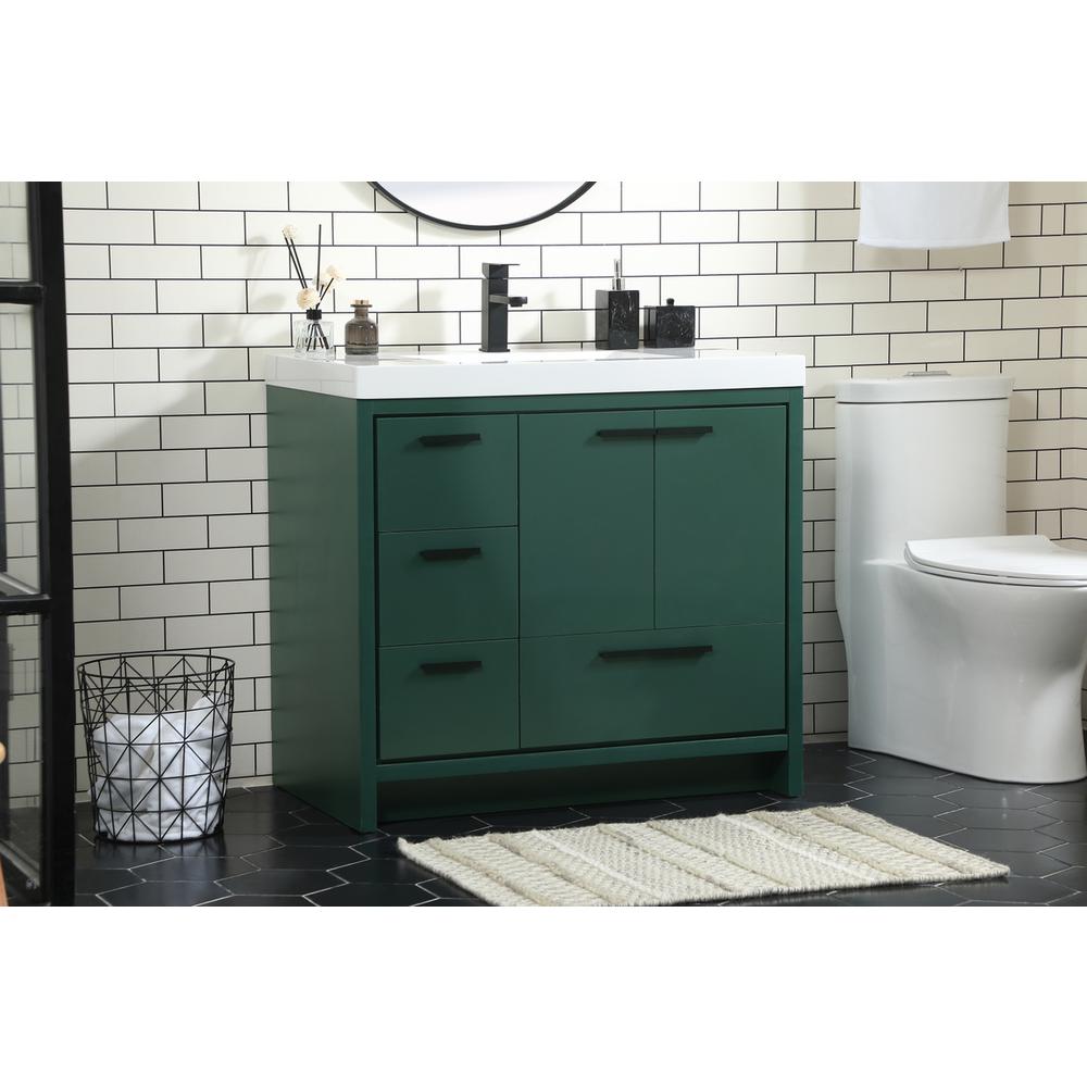 36 Inch Single Bathroom Vanity In Green. Picture 2