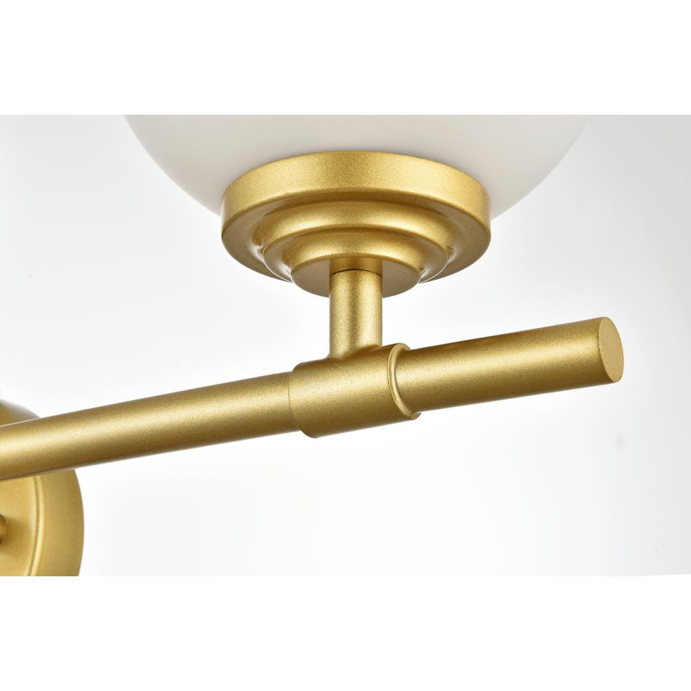 Ansley 3 Light Brass And Frosted White Bath Sconce. Picture 4