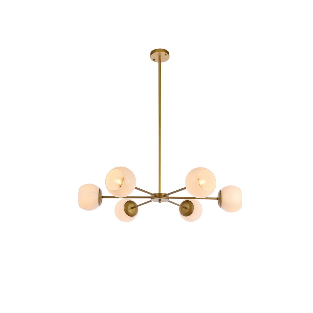Briggs 36 Inch Pendant In Brass With White Shade. Picture 1