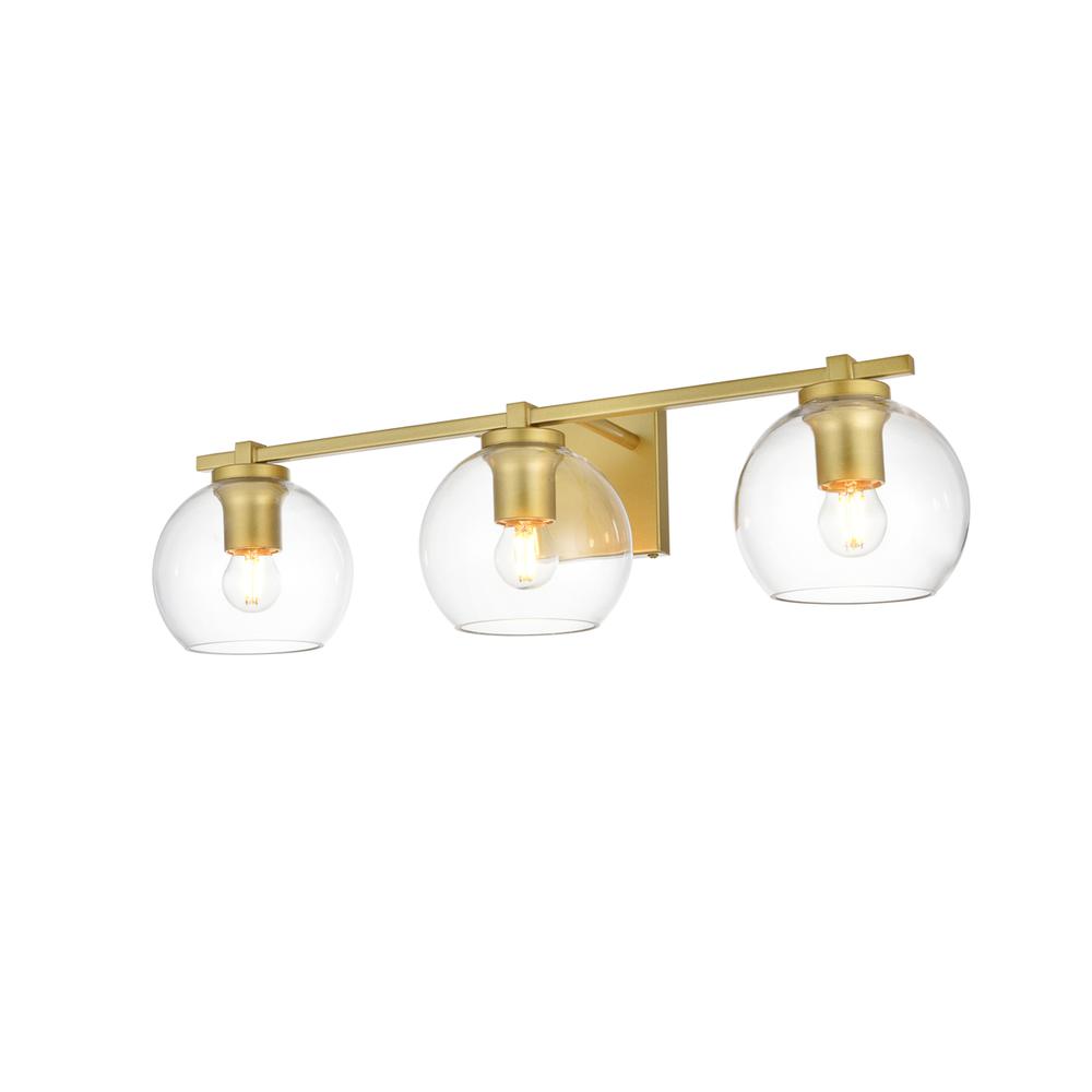 Juelz 3 Light Brass And Clear Bath Sconce. Picture 2