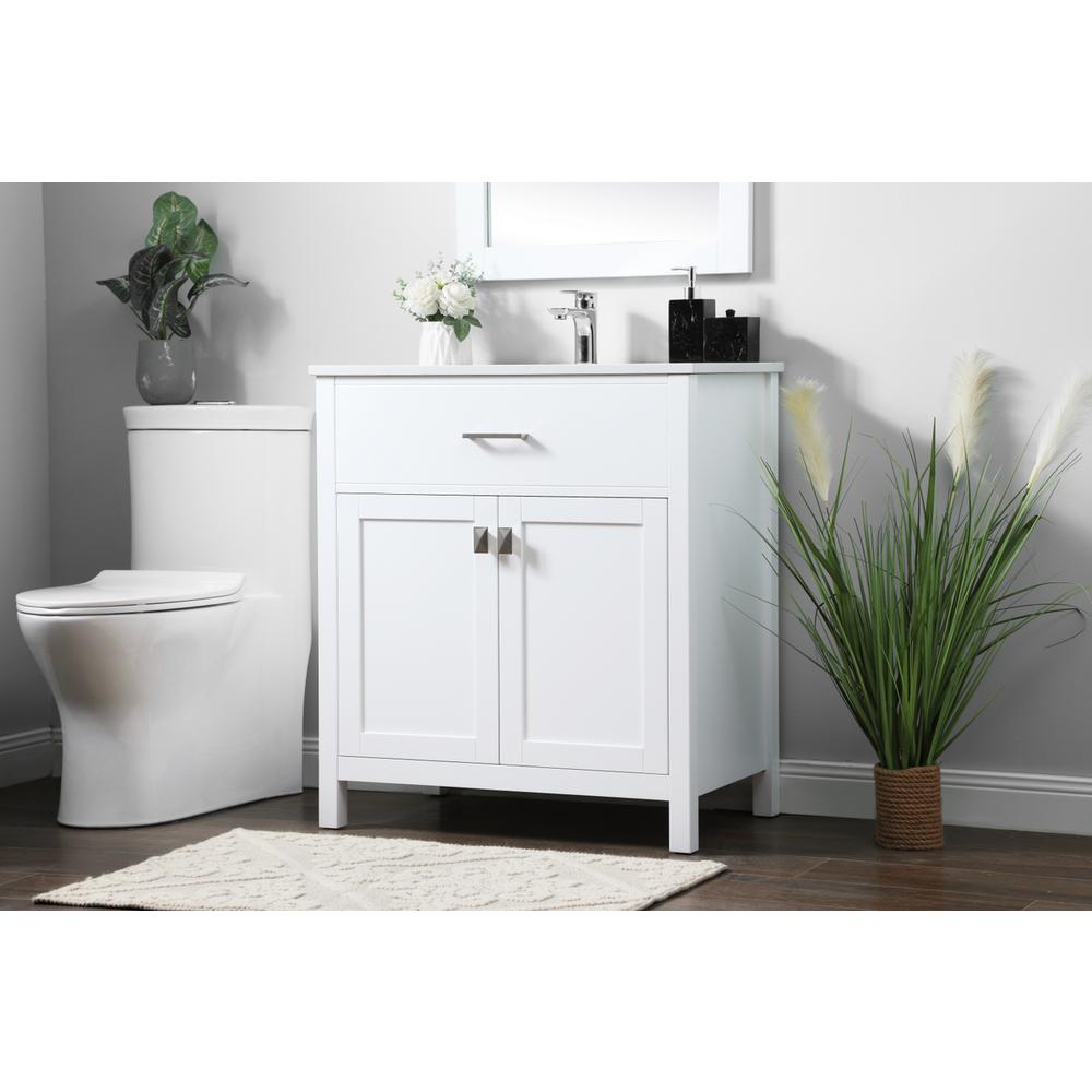 30 Inch Single Bathroom Vanity In White. Picture 2