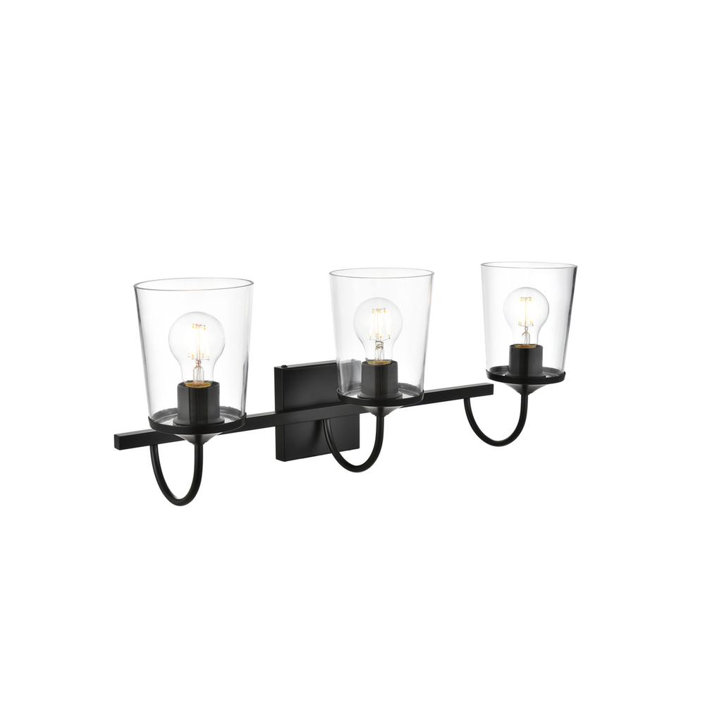 Avani 3 Light Black And Clear Bath Sconce. Picture 3