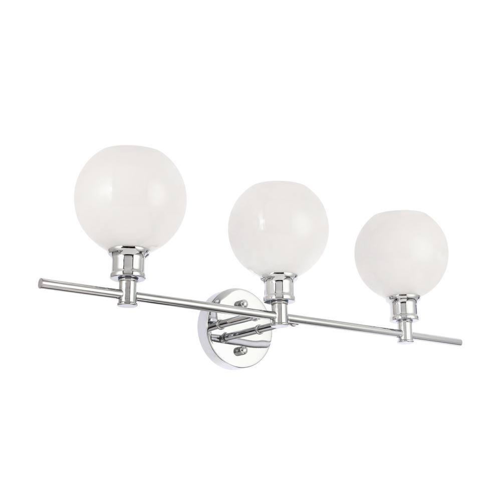 Collier 3 Light Chrome And Frosted White Glass Wall Sconce. Picture 6
