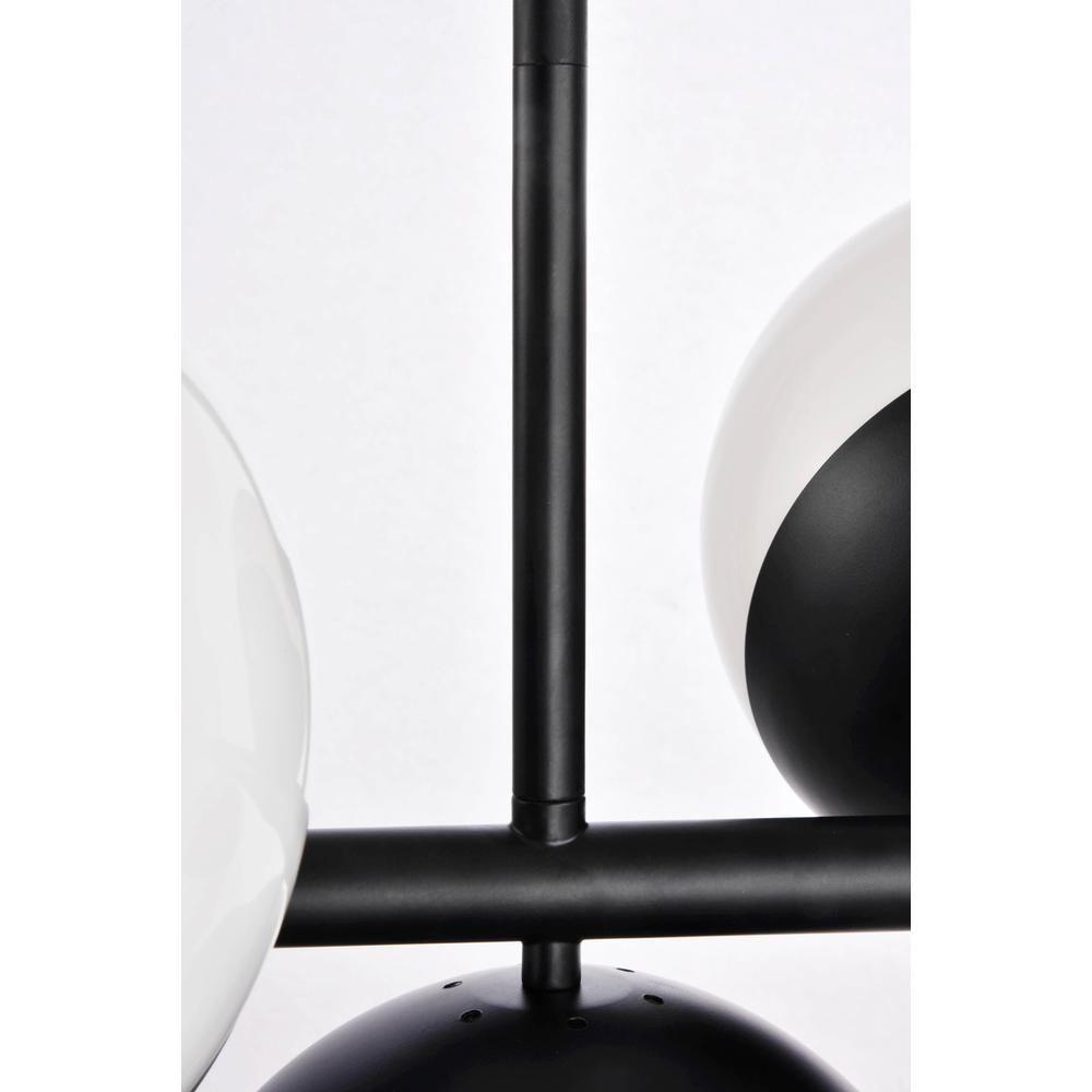 Eclipse 7 Lights Black Pendant With Frosted White Glass. Picture 4