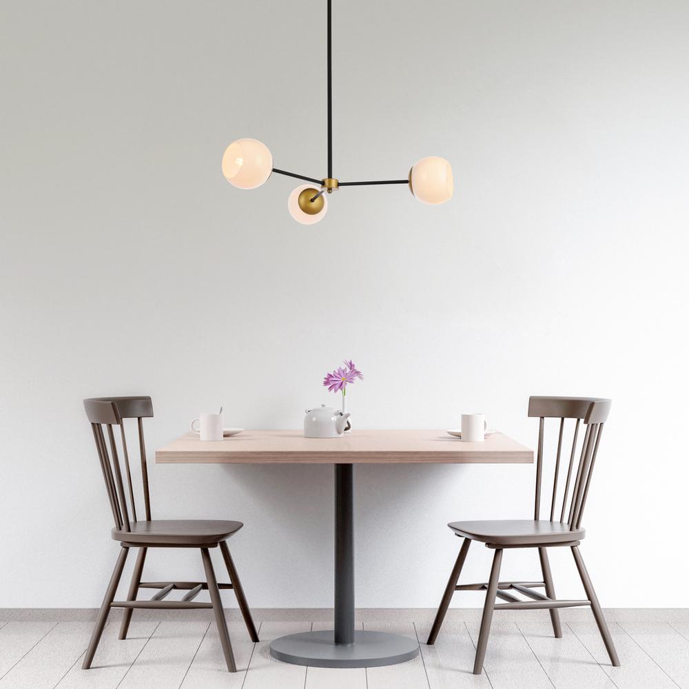 Briggs 32 Inch Pendant In Black And Brass With White Shade. Picture 7