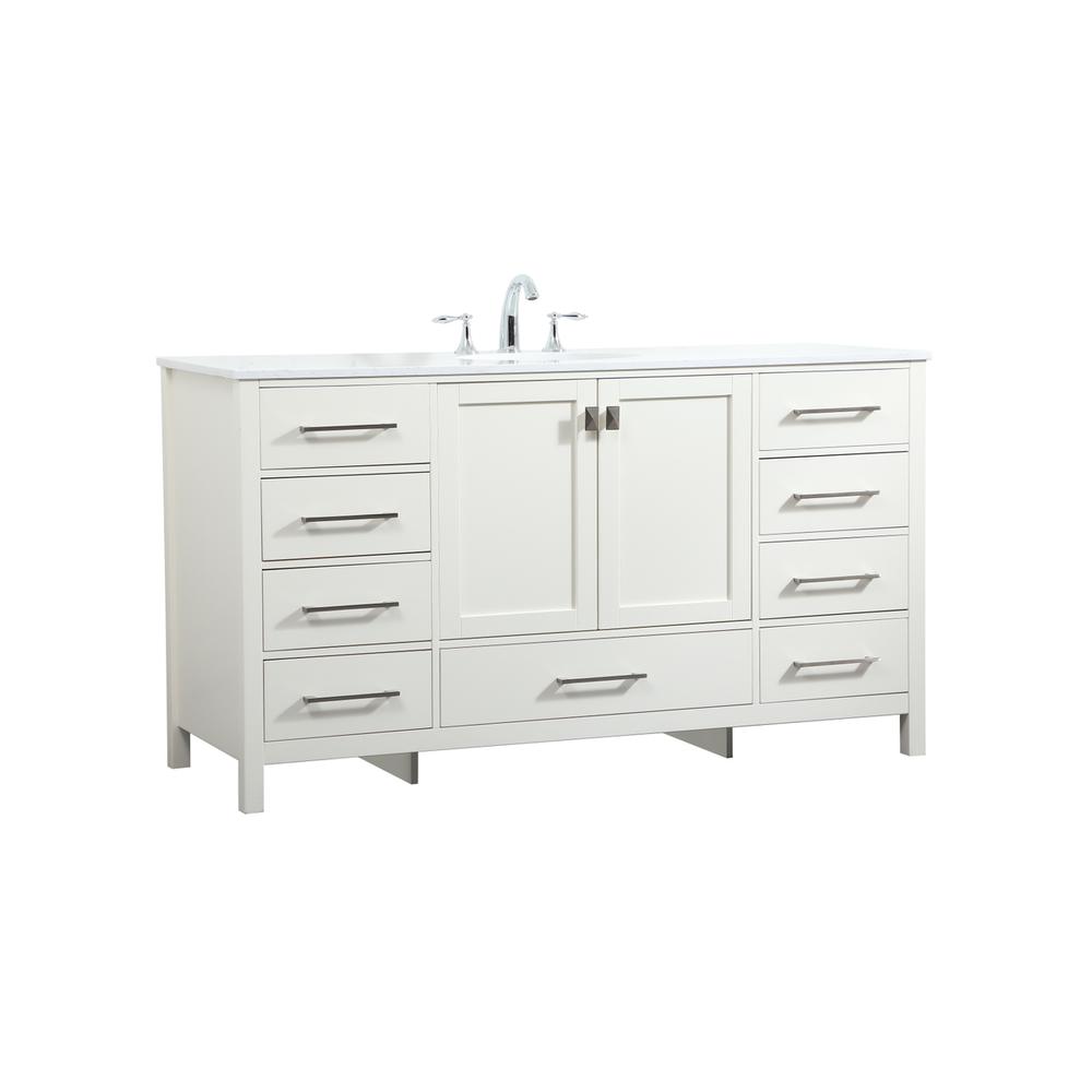 60 Inch Single Bathroom Vanity In White. Picture 7