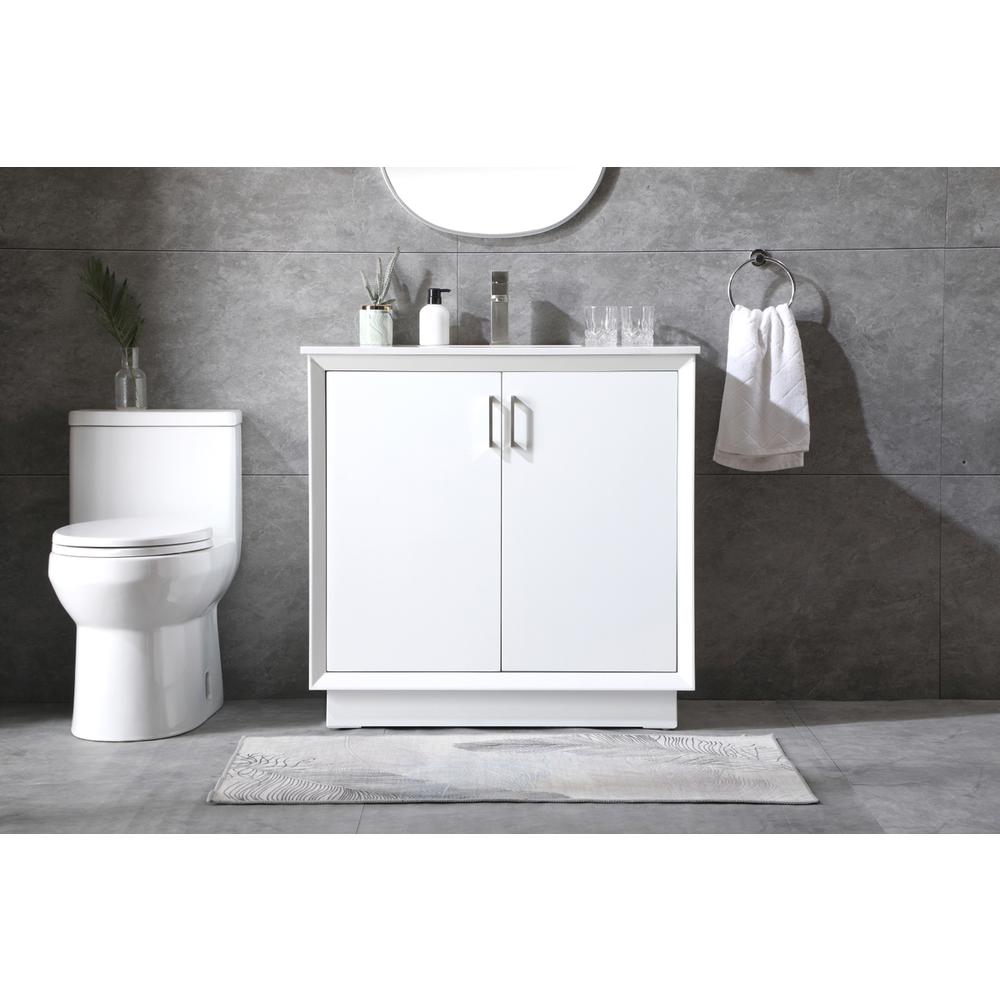 36 Inch Single Bathroom Vanity In White. Picture 14