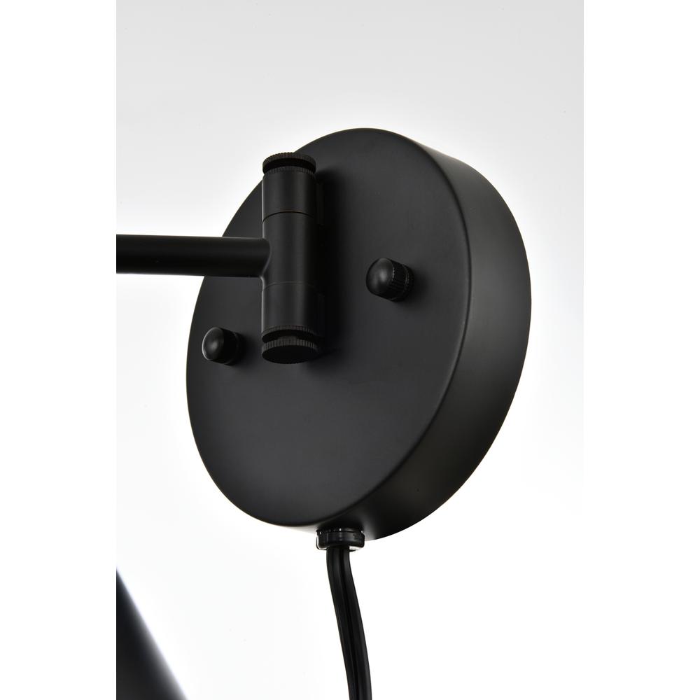 Jair 1 Light Black Swing Arm Plug In Wall Sconce. Picture 5
