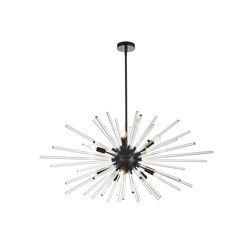 Sienna 42 Inch Crystal Rod Pendant In Black. Picture 1