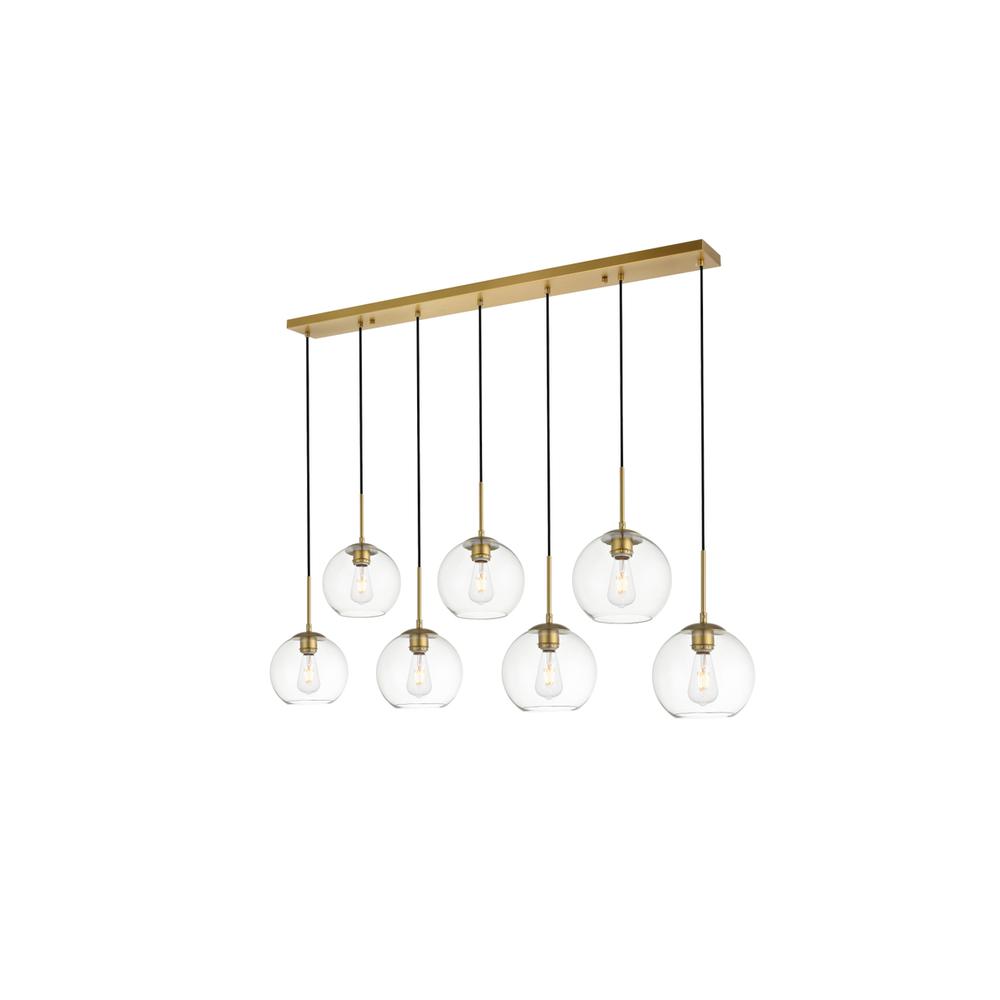 Baxter 7 Lights Brass Pendant With Clear Glass. Picture 2