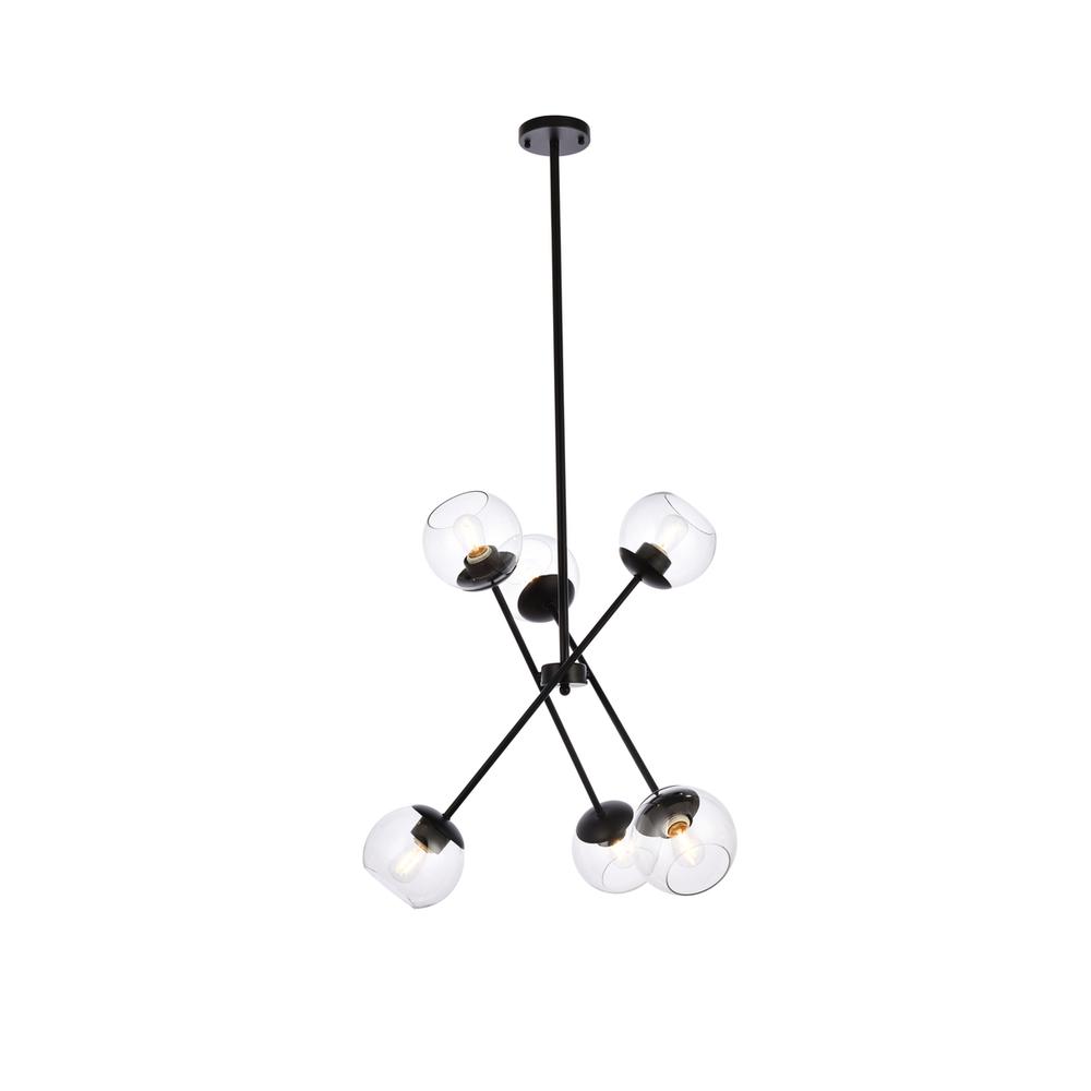 Axl 24 Inch Pendant In Black With Clear Shade. Picture 1
