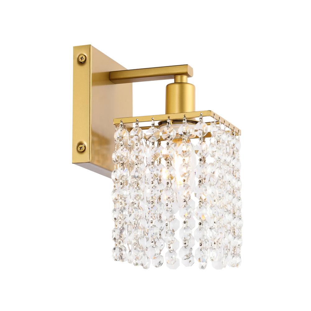Phineas 1 Light Brass And Clear Crystals Wall Sconce. Picture 6