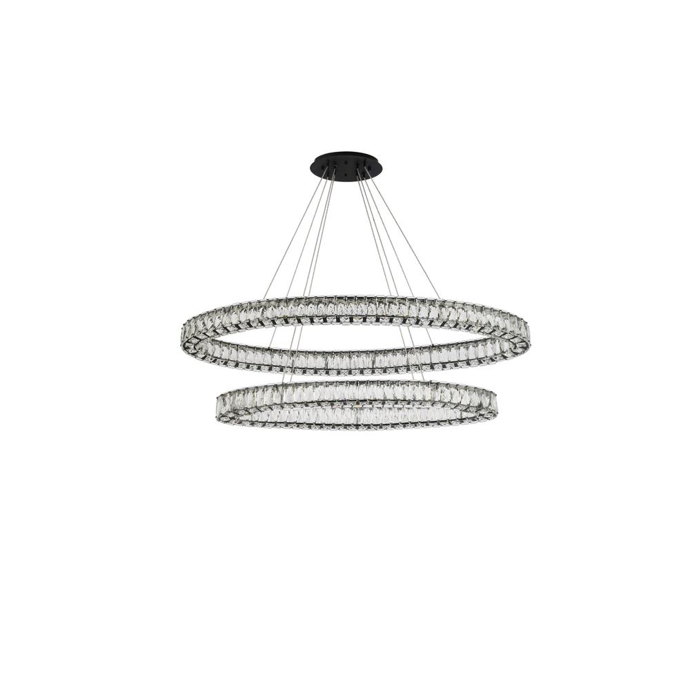 Monroe 48 Inch Led Oval Double Ring Pendant In Black. Picture 6