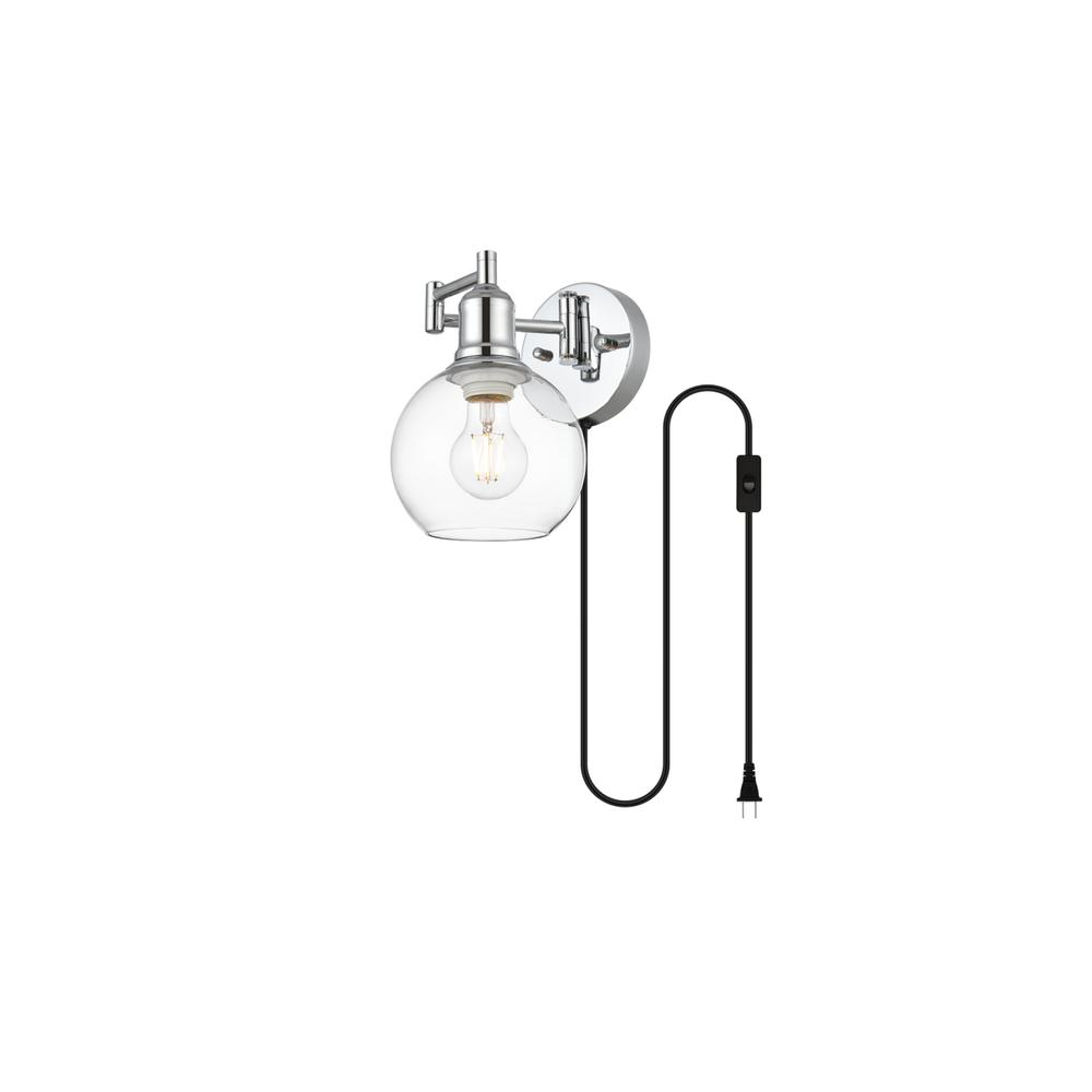 Caspian 1 Light Chrome And Clear Swing Arm Plug In Wall Sconce. Picture 2