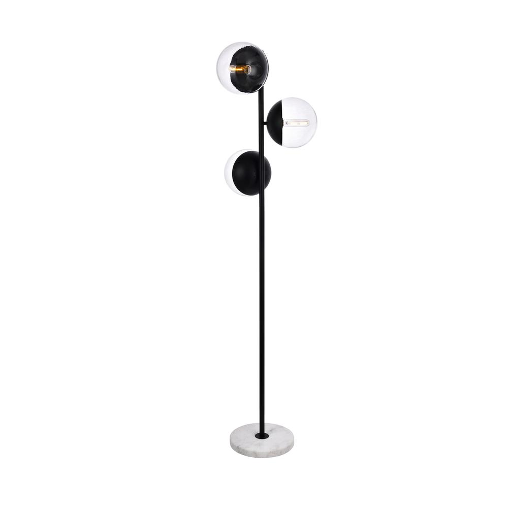 Eclipse 3 Lights Black Floor Lamp With Clear Glass. Picture 2