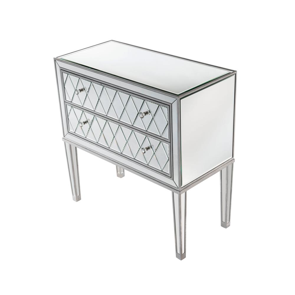 Nightstand 2 Drawers 34In. W X 16In. D X 34In. H In Antique Silver Paint. Picture 2