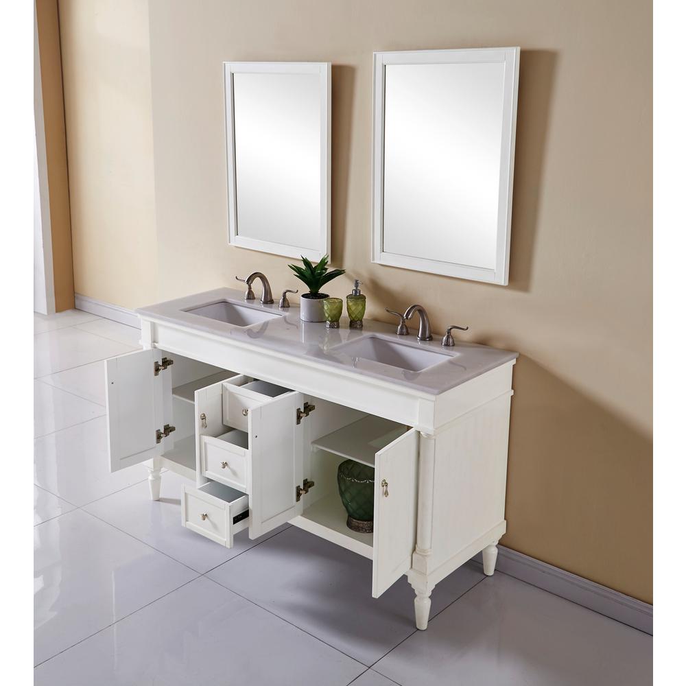 60 In. Single Bathroom Vanity Set In Antique White. Picture 11