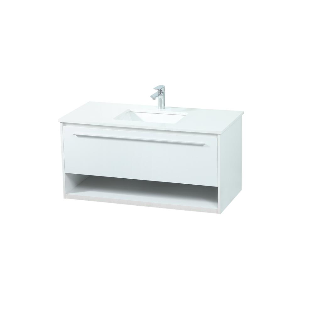 40 Inch Single Bathroom Vanity In White. Picture 8