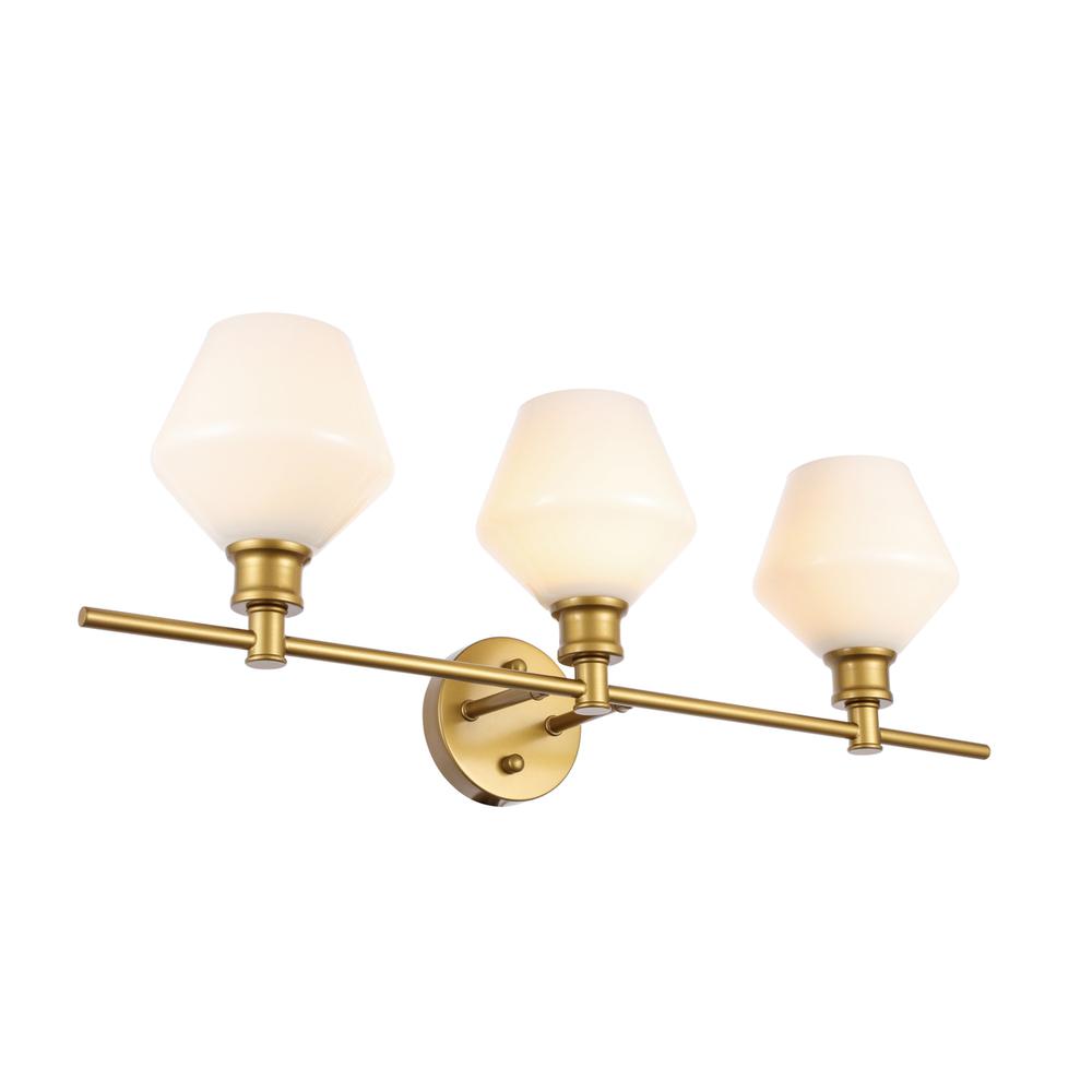 Gene 3 Light Brass And Frosted White Glass Wall Sconce. Picture 5