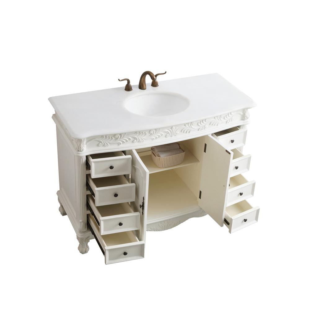 48 Inch Single Bathroom Vanity In Antique White. Picture 6