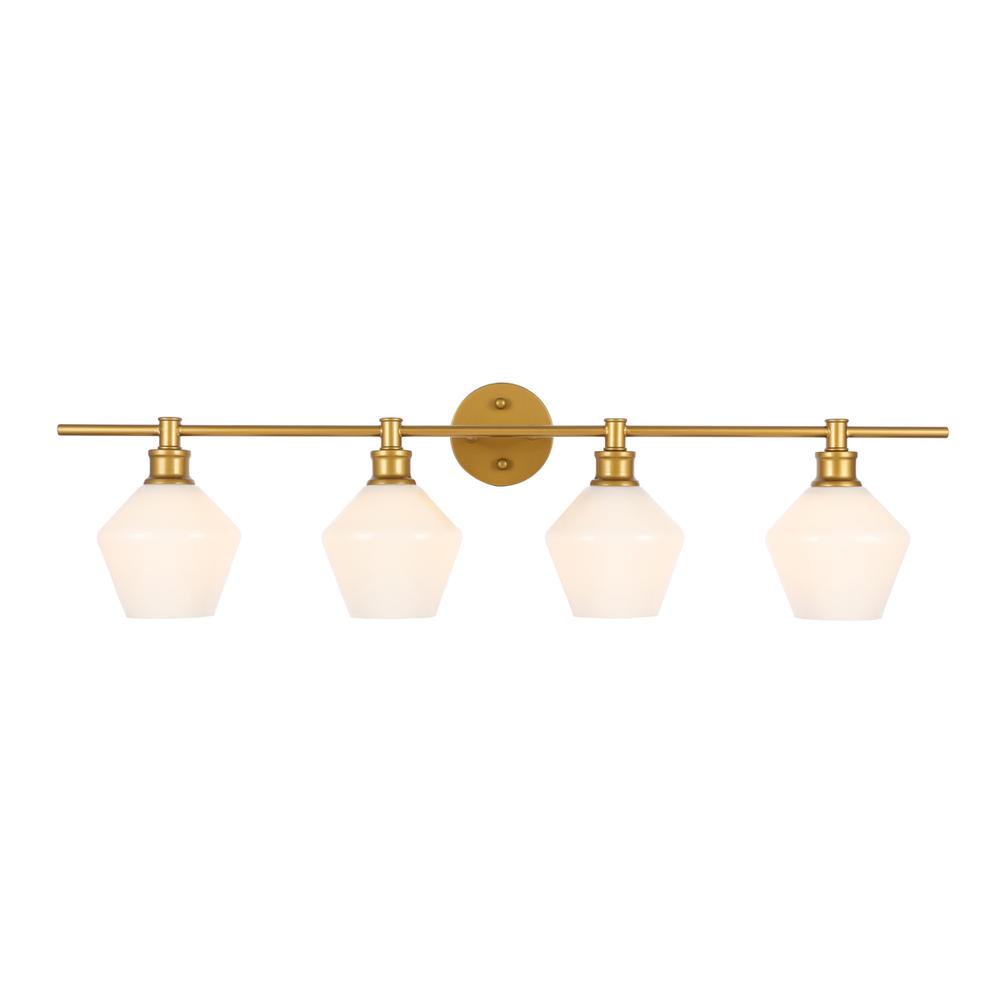 Gene 4 Light Brass And Frosted White Glass Wall Sconce. Picture 9