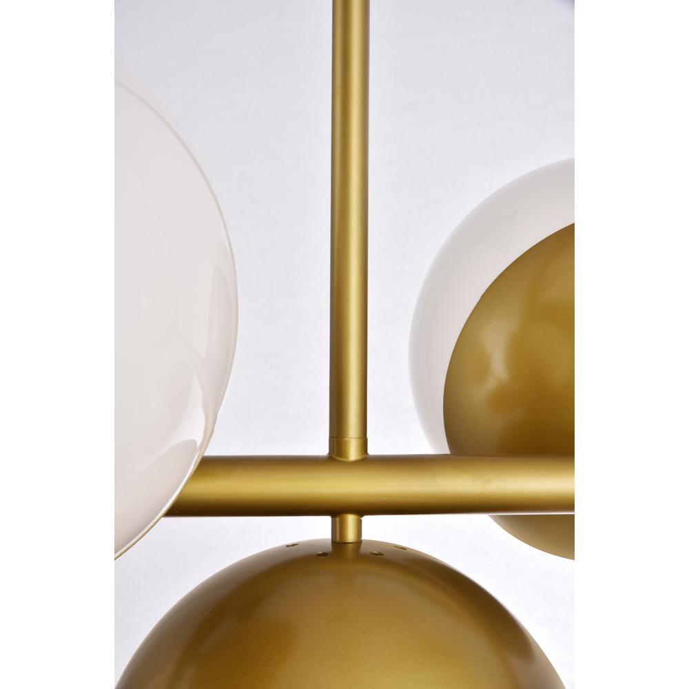 Eclipse 7 Lights Brass Pendant With Frosted White Glass. Picture 5