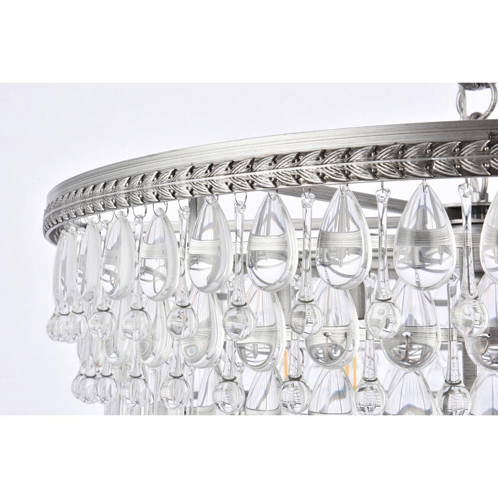 Nordic 6 Light Antique Silver Chandelier Clear Royal Cut Crystal. Picture 4