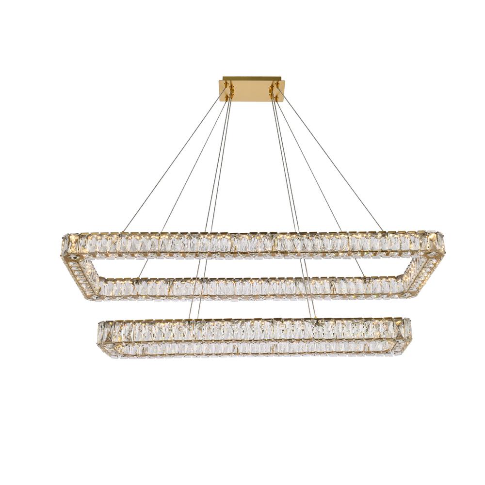 Monroe 50 Inch Led Double Rectangle Pendant In Gold. Picture 1