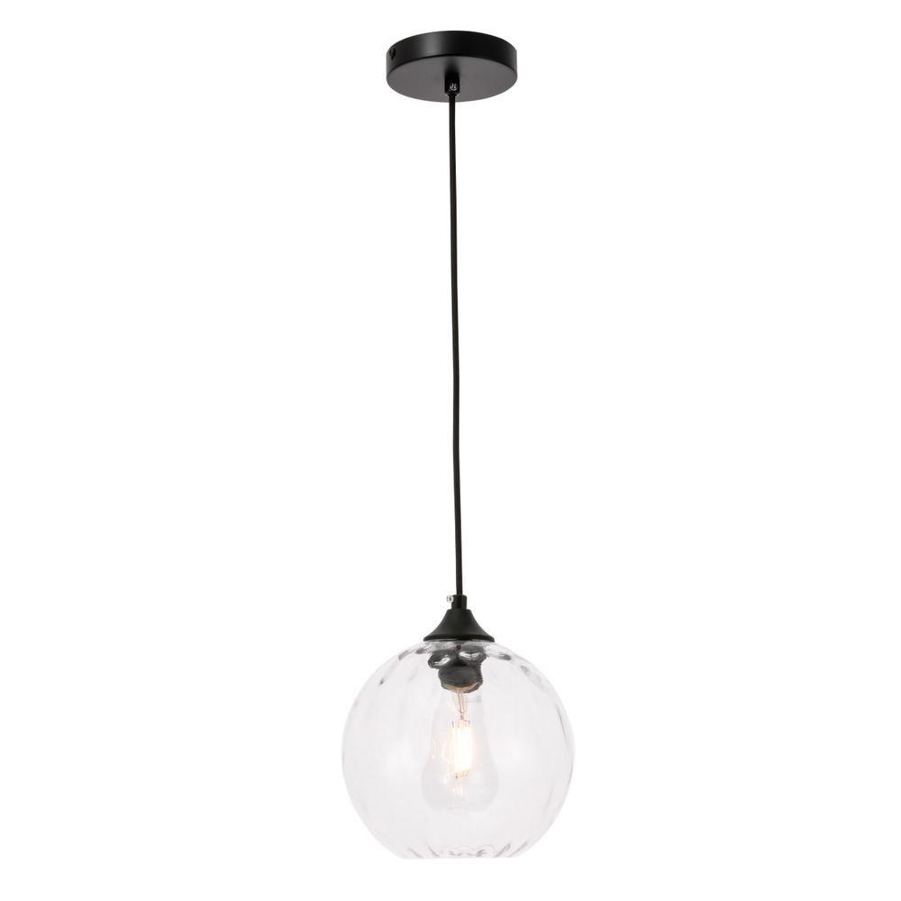 Cashel 1 Light Black And Clear Glass Pendant. Picture 1