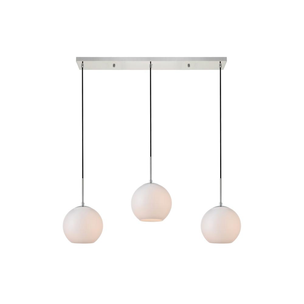 Baxter 3 Lights Chrome Pendant With Frosted White Glass. Picture 1