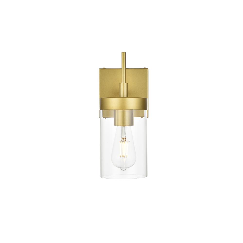 Benny 1 Light Brass And Clear Bath Sconce. Picture 1