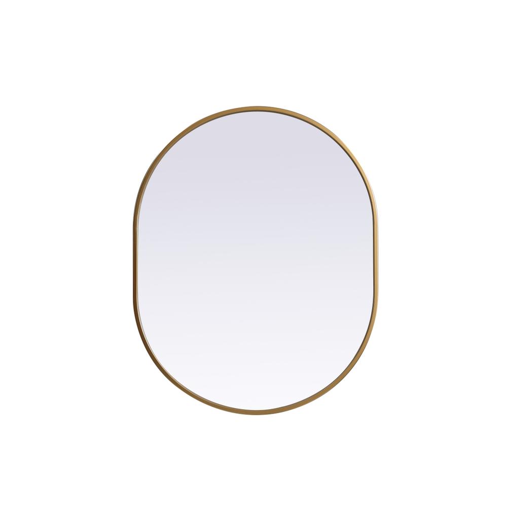 Metal Frame Oval Mirror 24X30 Inch In Brass. Picture 1