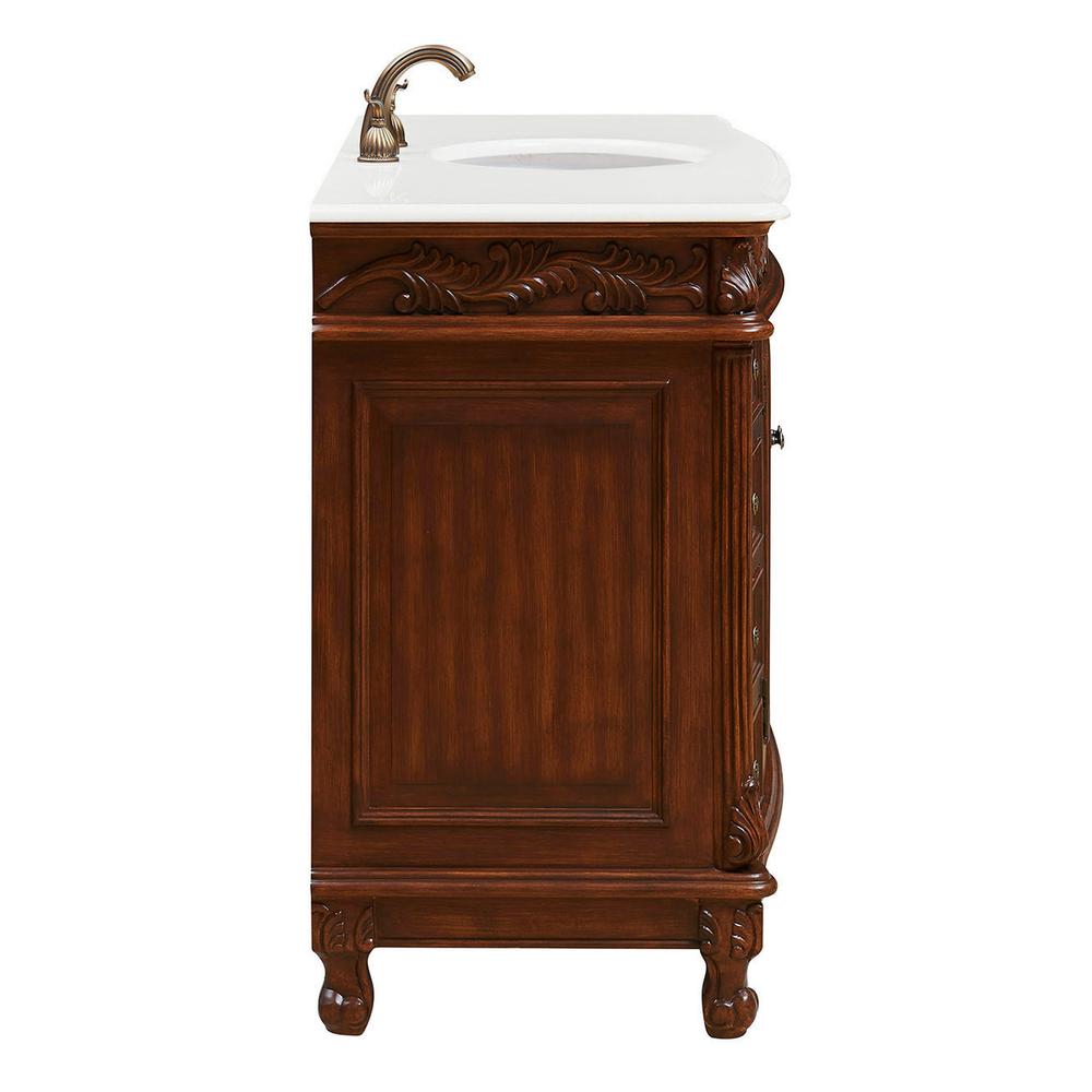 48 Inch Single Bathroom Vanity In Teak Color With Ivory White Engineered Marble. Picture 4