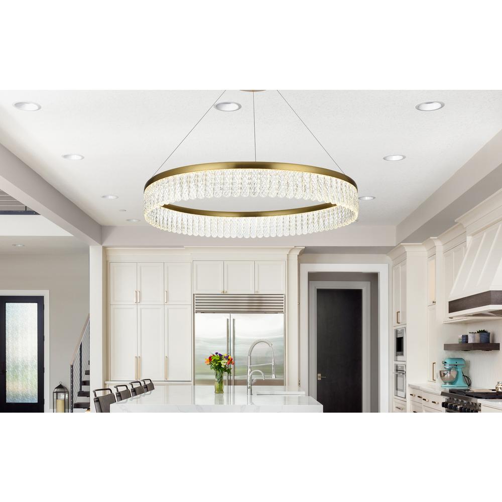Rune 32 Inch Adjustable Led Chandelier In Satin Gold. Picture 11