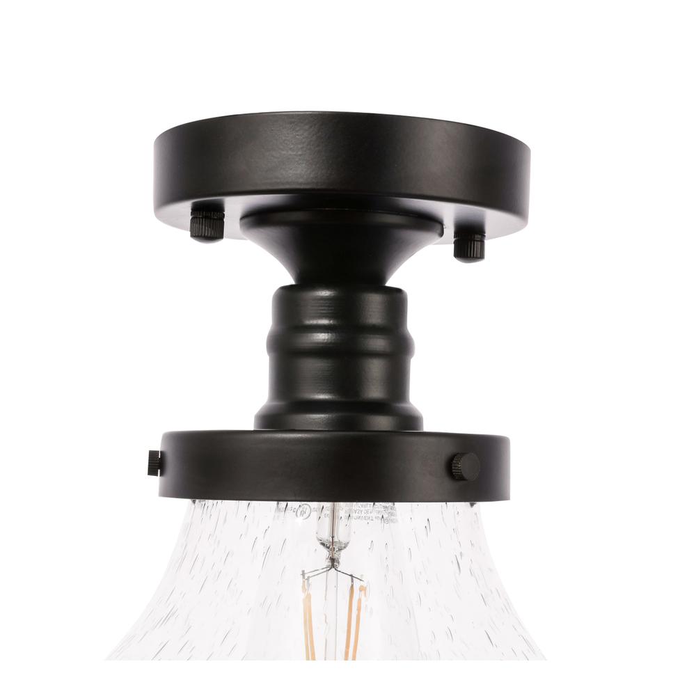 Lyle 1 Light Black And Clear Seeded Glass Flush Mount. Picture 8