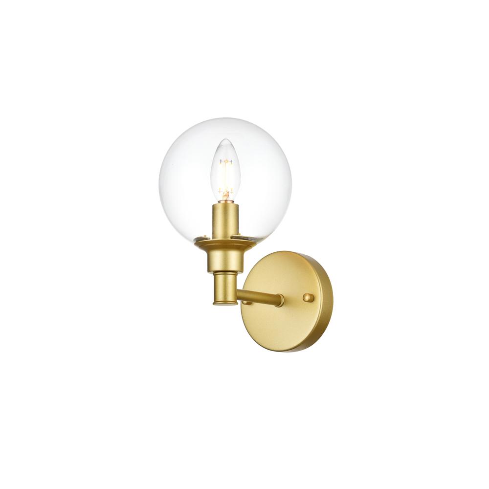 Jaelynn 1 Light Brass And Clear Bath Sconce. Picture 2