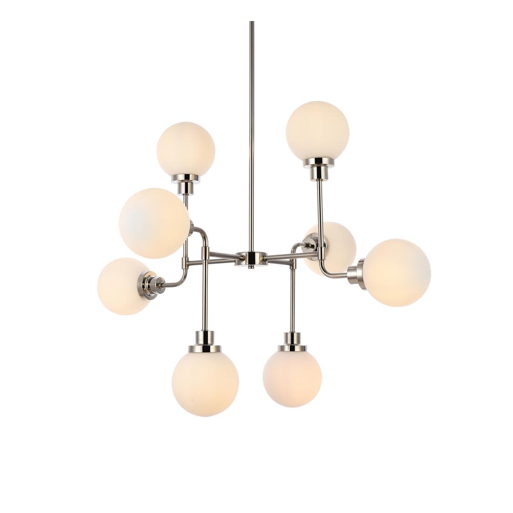 Hanson 8 Lights Pendant In Polished Nickel With Frosted Shade. Picture 2