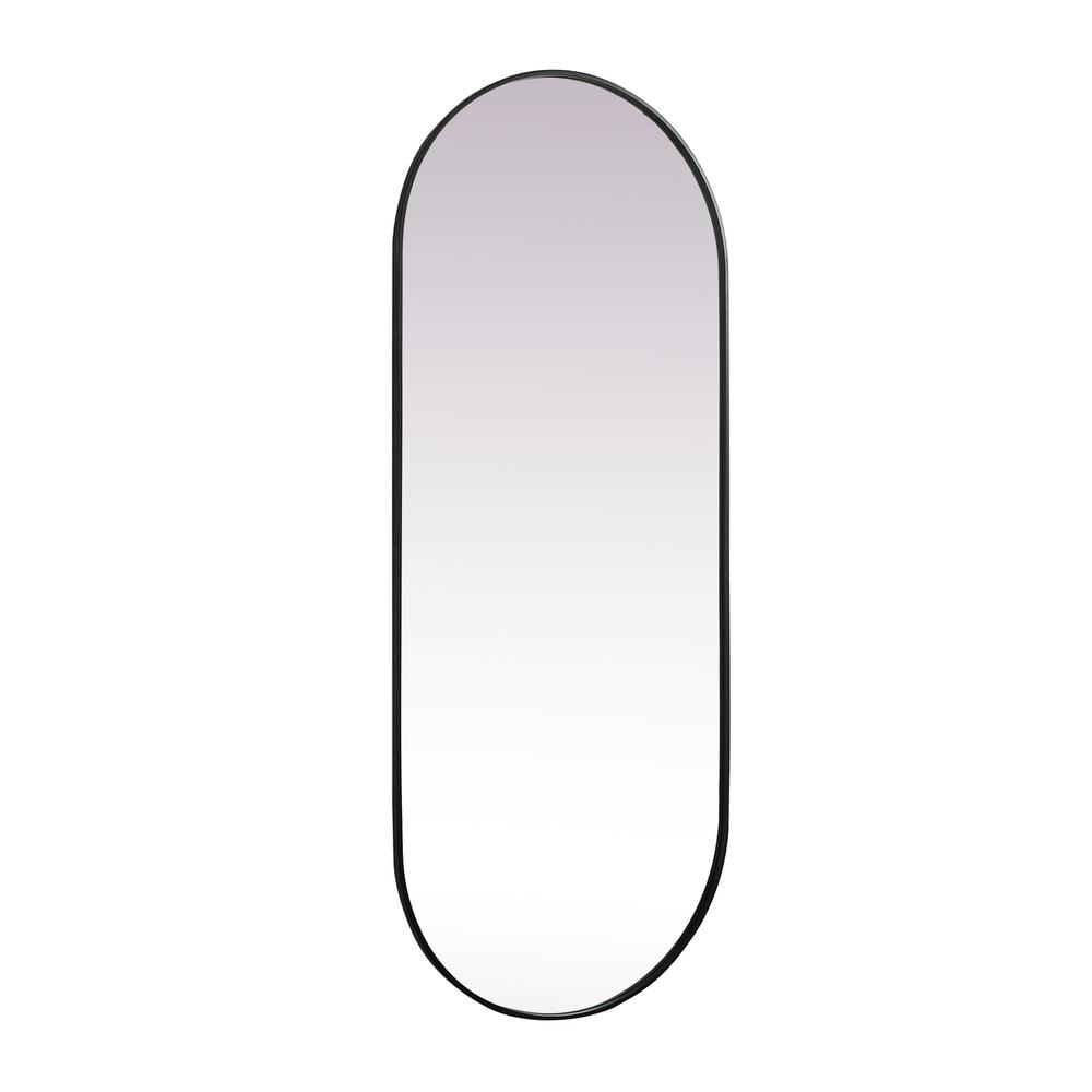 Metal Frame Oval Mirror 30X72 Inch In Black. Picture 7